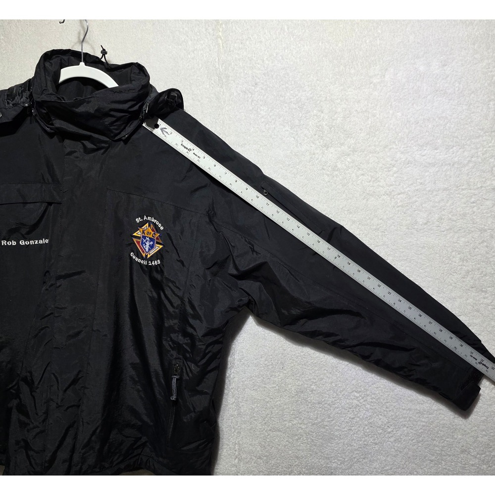 Black Fleece Lined Hooded Jacket Knights of Columbus St Ambrose Council 1489 XL - Picture 14 of 14